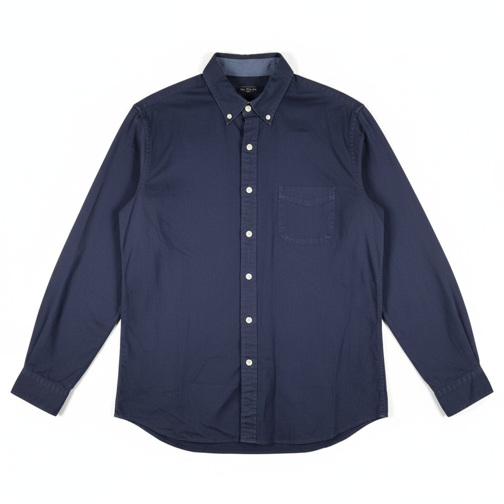Moyen 100% Cotton Long Sleeve Button Down Shirt Blue L Elevated Essential Preppy